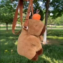 Capybara Plush Crossbody Bag Cute Capibara Anime Shoulder Bag Soft Stuffed Cartoon Fluffy Mini Knapsack Bag Birthday Gift brown