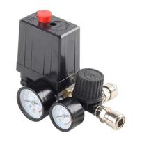 Air Compressor Pressure Switches Control Valves 4 Port Air Pressure Regulator 90-120PSI Control Valves with Gauge 220V/380V 1