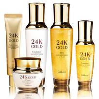 Goldvera 24K Gold Skincare 5-Piece Set Basic Cosmetics Anti-wrinkle, Brightening, Firming, Moisturizing, 1 Set yellow