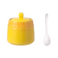 Lid Ceramic Spice Jar Gradient Colored Kitchen Canisters Safe Seasoning Box  Salt geltona