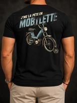 Jme La Pete En Mobylette Blue Moped Speed French Vintage Mechanic Style Bold Graphic Mes Unisex Unisex All TShirt L black