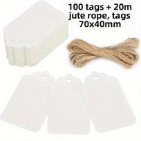 100Pcs Multi-purpose with Strings Kraft Paper Hanging Tags DIY Cardboard Gift Tags Blank Gift Packing Cards Wedding as show balta
