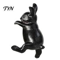 Rabbit Flower Pot Hanger Black Climbing Hugger Figurine, Resin Hanging Bunny Planter Edge Decor, Animal Sitter Ornament for Garden Patio Balcony Micro Rabbit black