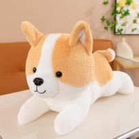 Simulated Party Style Corgi Plush Toys Children Sleeping with Dog Dolls Home Cushions Boyfriend Gift Shiba Inu 40cm【0.35kg】 beige