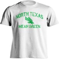 North Texas Mean Green Retro Distressed Short Sleeve T-Shirt (White, 2XL) S balta