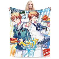 Super minkštas Hetalia Ašies Valstybių Anime pledas, Premium flanelės vilnos lengvas pledas, jaukūs pliušiniai pledai, visų sezonų naudojimui 75cm x 90cm beige