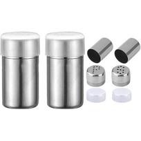 2-Pack Mini Salt Pepper Shaker,alt and Pepper Shaker with Lid,Stainless Steel Spice Jars Seasoning Dispenser for Salt Sugar Spice Pepper