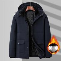 Žieminis vyriškas parkas vilnonis medvilninis storas šiltas striukė su gobtuvu pūkuota apykakle, vandeniui atspari vėjo striukė, paminkštinta plius dydis 8xl XL mėlyna