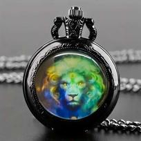 Feilong pocket watch, Lion flip pocket watch, Truck classic hanging watch gift, Fashion accessories, Trendy personality gift black