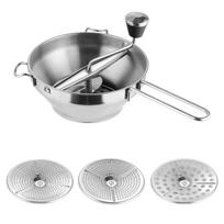 Vegetable Mill Stainless Steel Food Rotary Mill Strainer Potato Strawberry Jam Grinder Garlic Press Masher with 3 Milling Disc white
