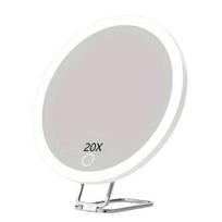 10/20/30X Didinantis veidrodis su LED apšvietimu, pincetu, 360 laipsnių besisukantis, nešiojamas, pakabinamas ant sienos, rankinis, stalinis, vyrams, moterims, didinantis makiažo tualetinis veidrodis 20X balta