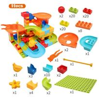 Big Size Assembly Blocks Marble Race Run Maze Ball Building Blocks Funnel Slide Building Bricks Toys For Children Kid Gifts blue