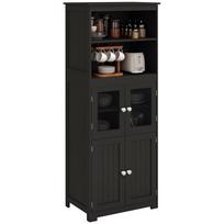 Virtuvinė spintelė Virtuvinė komoda Spintelė daiktams laikyti Daugiafunkcinė tamsi. 60W x 30D x 162A cm Juodas 60 x 30 x 162 cm