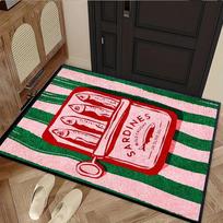 VIKAMA Sardine Canned Food Storage Mat Anti-Slip Floor Mat for Door Entry, Kitchen Floor Mat, Home Decoration 50cm x 80cm