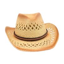 Straw Hat Ethnic Style Simple High-End Cowboy Hat Summer Sun Protection Shade Beach Couple Straw Hat One size beige