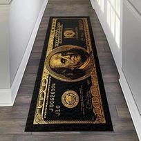 Black Gold 100 Dollar Bill Money Kitchen Floor Mat Home Entrance Doormat Corridor Balcony Long Rugs Bedroom Bedside Foot Pad 40cm x 60cm