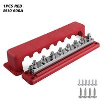 24V 600A M10 8 gnybtai Maitinimo paskirstymo blokas su dangteliu Vardinė magistralės pora 3/8 colio Automobiliams, RV transporto priemonėms, sunkvežimiams, valtims, kemperiams brown