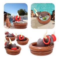 Inflatable Water Bull Cooler Multifunctional Swimming Pool Beer Drink Holder with 4 Rings Drinks Ice Holder for Beach Time Spa China Mainland white