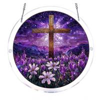 Acrylic Puzzle Suncatcher 83 Pcs DIY Sun Catcher Craft Kit for Adults Stained Glass Window Hanging Ornament for Home Garden Decor 19cm A blue