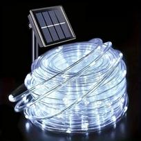 7M/12M/22M Solar LED Rope Lights, Waterproof Outdoor Tube Fairy Lamp for Garden, Fence, Christmas & Wedding Decoration 7m 50LEDs balta