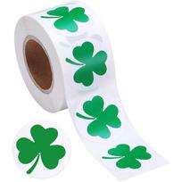 St. Patrick's Day Stickers Shamrock Roll Stickers Self Adhesive Label Craft Decoration Shamrock Labels white