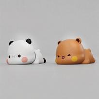 Kawaii Bubu Dudu Panda Bear Figure Toy Collectible Anime Accessories Cute Bear Doll Ornament Home Decor Birthday Christmas Gift beige