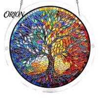 Puzzle Enthusiast Gift Round Acrylic Suncatcher Puzzle, UV Printed Stained Glass Window Hanging Decor Decorative Panel 7.48 Inch DIY Craft Light A blue