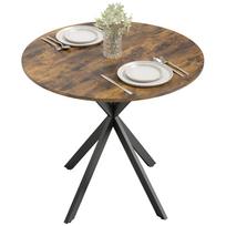 Apvalus virtuvės stalas, 80 cm, Kompaktiškas stalviršis, Medžio drožlių plokštė, Metalas, Rustic Brown 80 x 80 x 75 cm