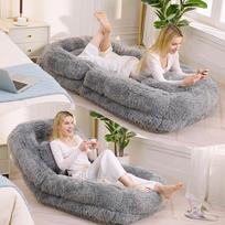 Žmogaus šunų lovelė, tingus sofa, 5 lygių reguliuojama, žaidimų kėdė, svetainė, tinkama žaidimams, meditacijai, atsipalaidavimui, pliušinis audinys, šviesiai pilka šviesiai pilka spalva