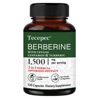 Berberine HCL Capsules 1500mg Per Serving, with Ceylon Cinnamon & Turmeric Root Extract, 120 Capsules 120 Capsules