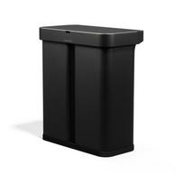 Juodos spalvos iš plieno šiukšliadėžė 34+24 l rūšiavimui/bekontaktė Dual Sensor – simplehuman