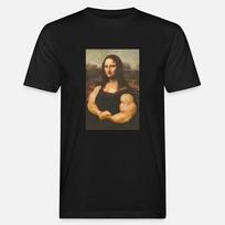 New Arrival Mona Lisa Bodybuilding T-shirt Muscle Gym Mimics Funny Funny Drawing Casual Graphic T-shirt Camo Fashion 62435 S black