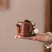 Purple Sand Square Pot Baifu Hand Grab Pot New One Pot Two Cups Household Brewing Teapot Kung Fu Tea Set black