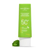 Dot & Key CICA Calming Mattifying Sunscreen SPF 50 PA++++ For Oily Acne Prone Sensitive Skin 50g green