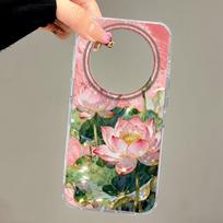 for Honor 400 Pro Magic7 200 Lite X9a X8c X9b X7d X9c X8a X8b X6c X6b Pink Lotus Flower Glitter Korean Women Phone Case Cover Honor 200 Lite beige