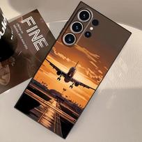 Minimalist Airplane Case for Samsung Galaxy S21 Note 20 10 Plus S20 S23+ S22 S24 S23 FE S25+ S24+ S25 Ultra Black Soft Galaxy S25+ orange