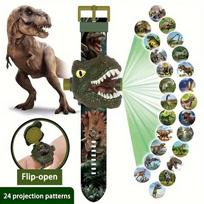 3D Animacinių Dinzaurų Žaisliniai Laikrodžiai 24 Projekcijos Elektroninis Laikrodis Vaikams Žaislas Triceratops black