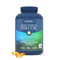 GNC Trigubo stiprumo žuvų taukai 1500 mg Omega-3 su 900 mg EPA ir DHA | 60 minkštų kapsulių | Širdžiai, sveikam cholesterolio kiekiui, sąnarių komfortui, koncentracijai ir regėjimui |