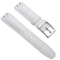 Watch Strap for Swatch 17mm 19mm Genuine Leather Watchband High Quality Wristband Men Women Waterproof Soft Bracelet Accessories 19mm balta