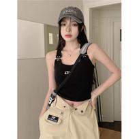 Women Design Tank Tops Sexy Fashion Tees For Girls Y2K Tops Black Vest XL gray