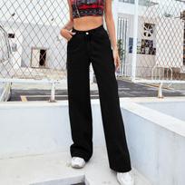 Y2K Sweet & Spicy Style Low Waist Straight-Leg Pants for Women - Versatile High Street Mop Pants 2XL fits 70-80 kg black