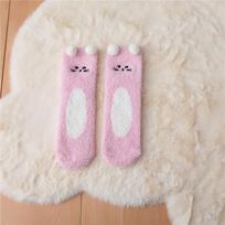 Moterims mielos gyvūnų rašto kojinės rudeniui žiemai šiltesnės juokingos kojinės storos šiltesnės megztos pūkuotos kojinės Kawaii 1pair pilka
