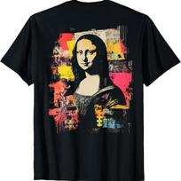 Abstract Graffiti Art Mona Lisa Back Printed T-Shirt S juoda