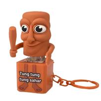 New Tralalero Tralala Tungtungtung Wooden Stick Man Button Keychain with Luminous Pendant - Anime Peripheral Decor Gift Toys brown