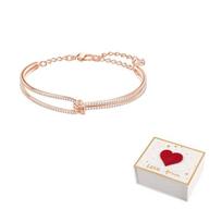 Swarovski Artificial Crystal Bangles Womens Rose Gold tone Plated F-white gift box rožinio aukso spalvos