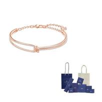 Swarovski Artificial Crystal Bangles Womens Rose Gold tone Plated F-Original Brand Box And Bag (Color Random) rožinio aukso spalvos