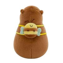 Bee backpack capybara plush toy nose back oyster capybara doll kids ragdoll gift 23cm (European Mink Fabric) brown