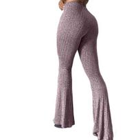 Yoga Pants Women Wide Trousers Elastic Hip-Hugging Style Solid High Waist Leg Casual Color Ribbed Fitness Pants S žalia
