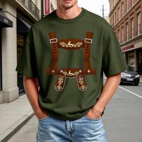 Men's Summer Crew Neck T Shirt Oktoberfest Print Short Sleeve Casual Comfortable Lightweight Tee for Outdoor Activities L armijos žalia spalva