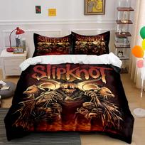 Slipknot Themed Bedding Set with Skull Art Bedding set (1 duvet cover, 2 pillowcases, duvet not included) 135x200cm black